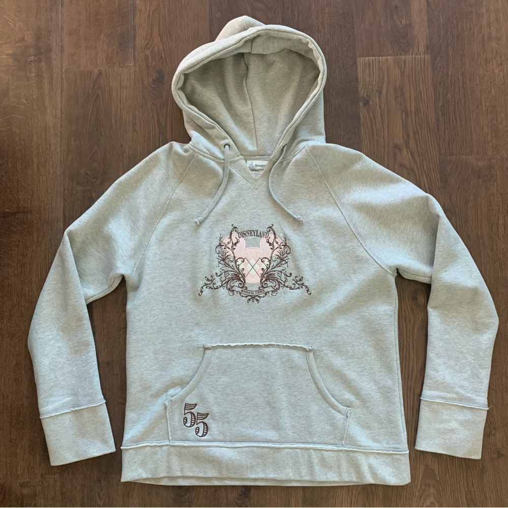 Disney Parks Disneyland 55 Mickey Mouse Embroidered Light Grey Hoodie